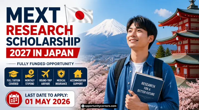 MEXT Research Scholarship 2027 in Japan (Fully Funded)