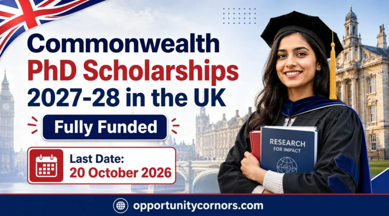 Commonwealth PhD Scholarships 2027-28 in the UK Fully Funded