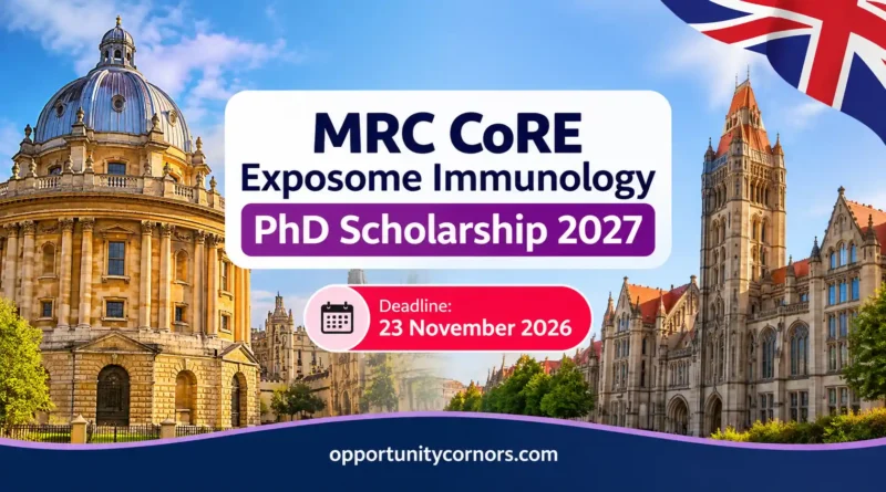 MRC CoRE Exposome Immunology PhD Scholarship 2027 in UK